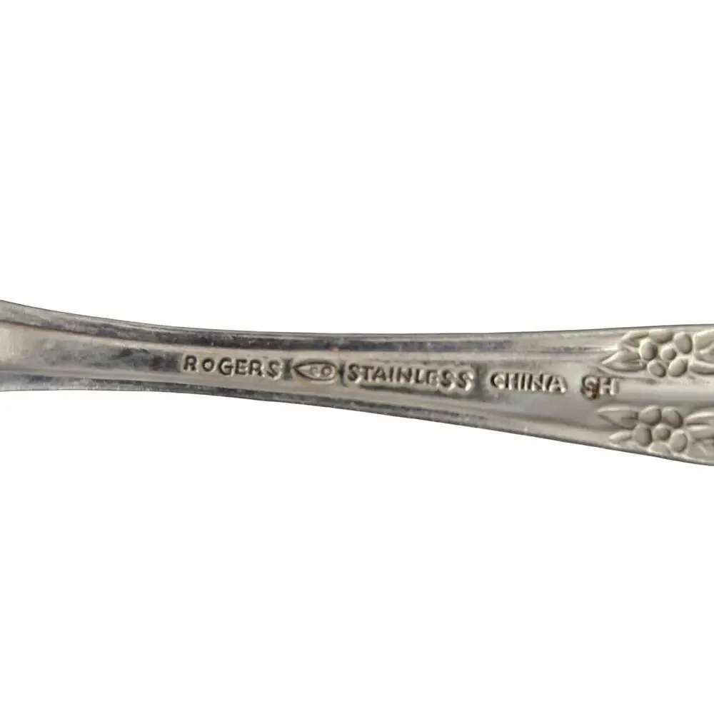 WM Rogers Dream Rose Stainless Steel Tablespoons Set of 6 Floral Flatware